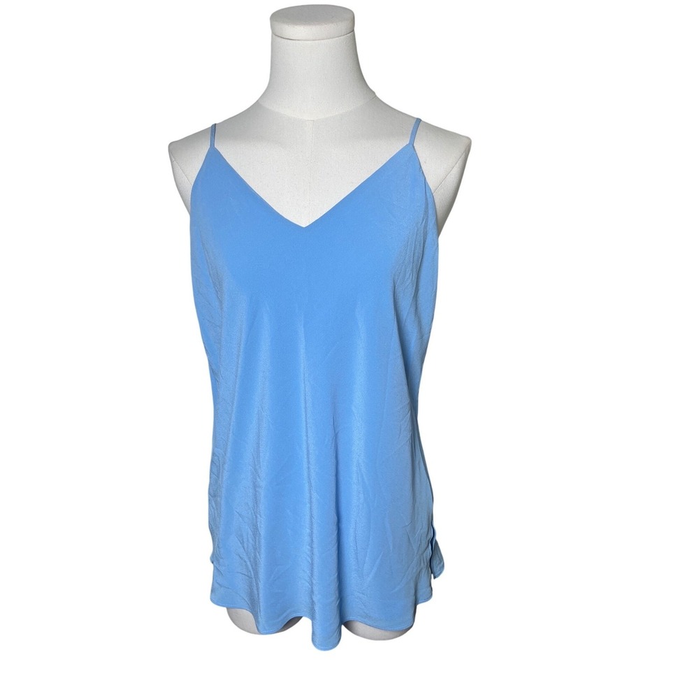 Lafayette‎ 148 New York Silk Cami Blue V Neck Sleeveless Tank Petite
